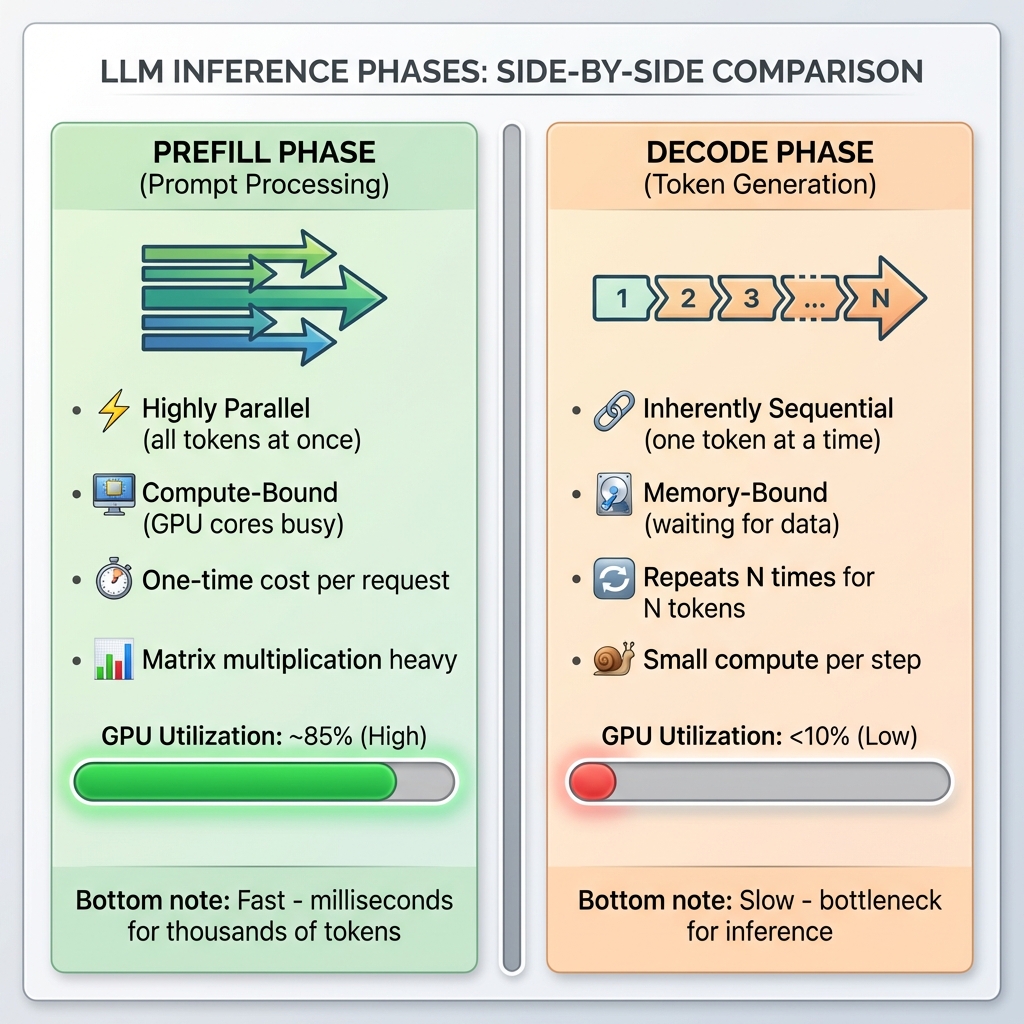 Prefill vs Decode Phases Comparison